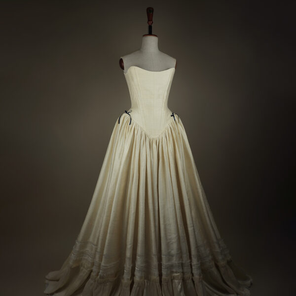 CHAMPAGNE RAW SILK CORSET-DRESS
